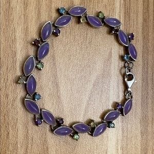 925 Charoite & Gemstone Sterling Silver Bracelet